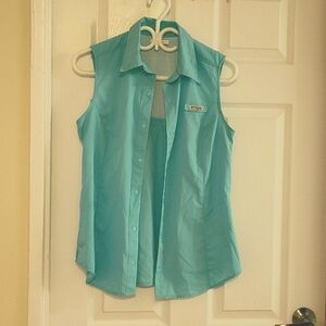 Columbia button down sleeveless top.